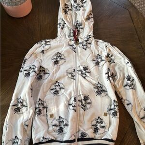 White Hoodie with Black Graphic Print